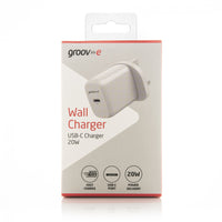 Groov-e 20W USB-C Power Delivery Wall Charger White - official product image