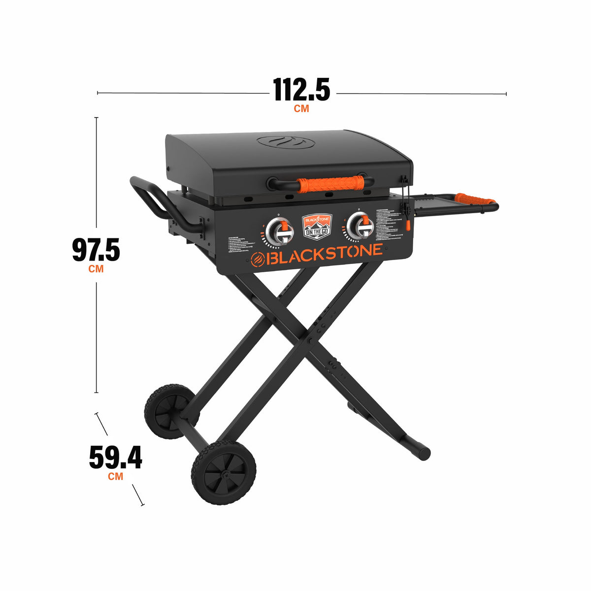 Blackstone On The Go 22" Omnivore Gas Griddle with Hood and Flexfold Legs - Black - dimensions