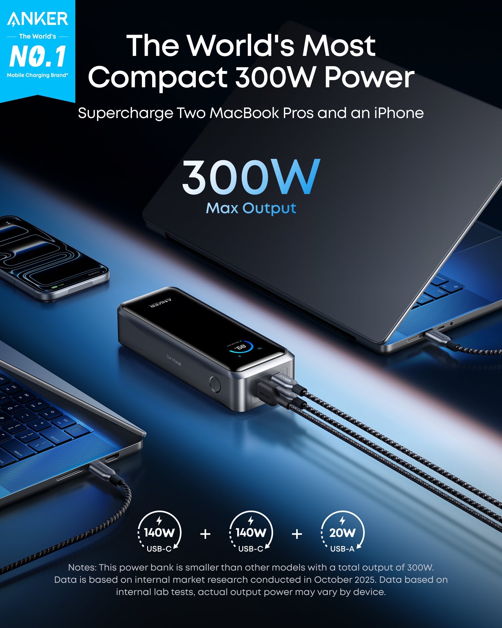 Anker Prime 26K 300W Power Bank, Black - official product image