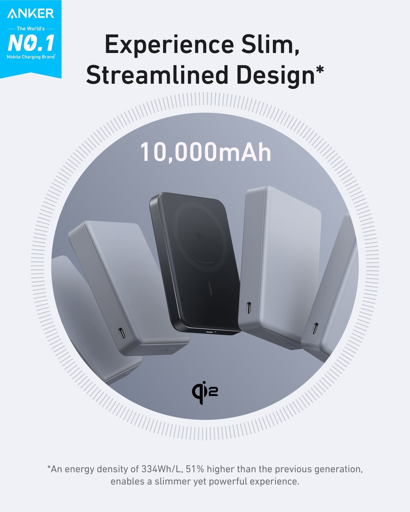 Anker MagGo 10K Magnetic Wireless Power Bank, White - official product image