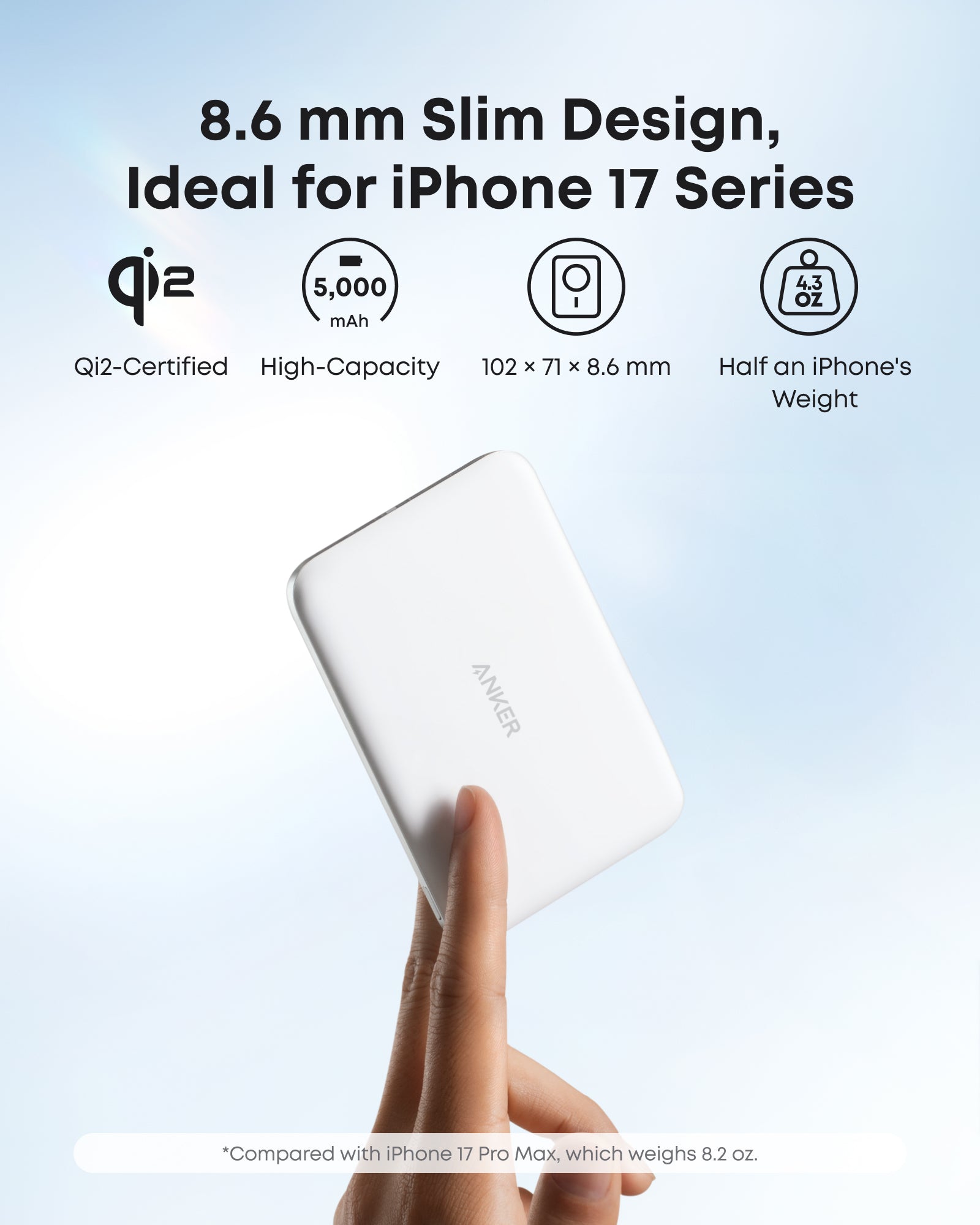 Anker Nano 5K Slim Magnetic Power Bank, Black - official product image