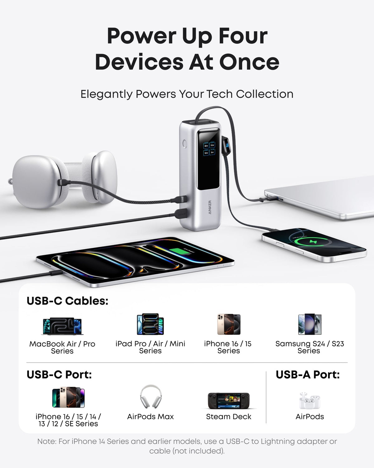 Anker 25K 165W Power Bank with Built-In USB-C & Retractable Cable, Black - official product image