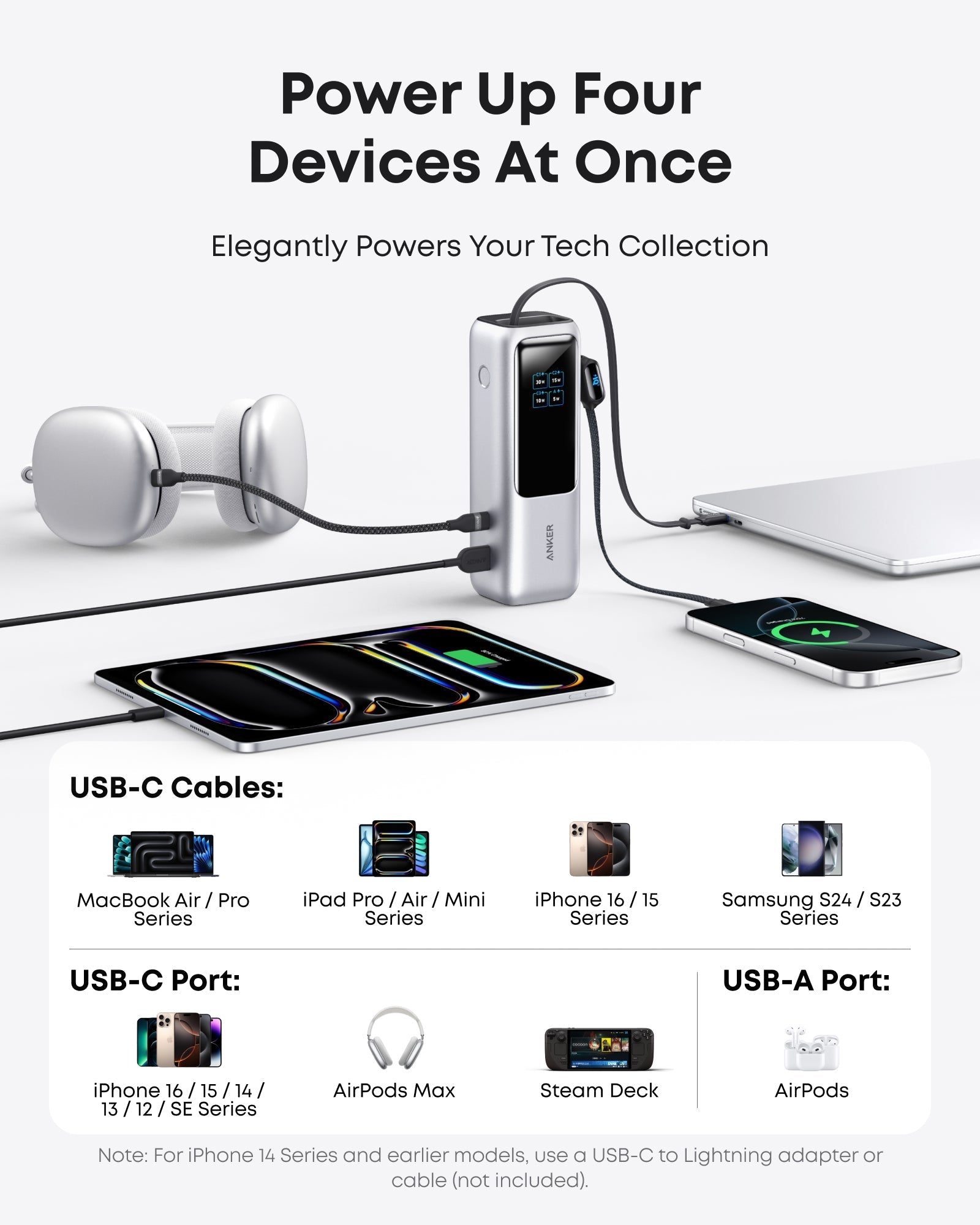 Anker 25K 165W Power Bank with Built-In USB-C & Retractable Cable, Black - official product image