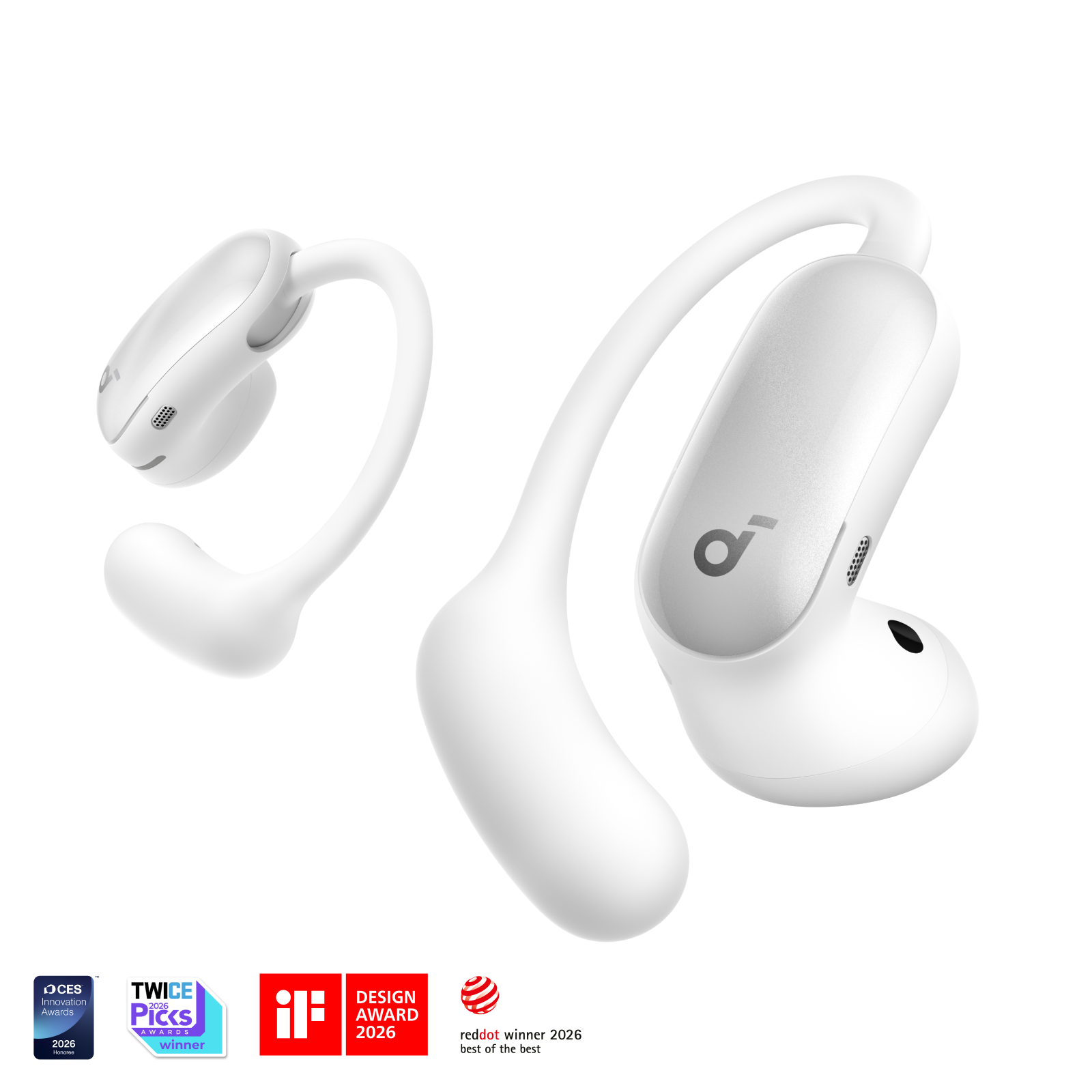 soundcore AeroFit 2 Pro Open-Ear ANC Earbuds, White - official product image