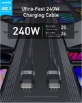 Anker 240W USB-C to USB-C 1.8m Upcycled-Braided Cable, Black - official product image