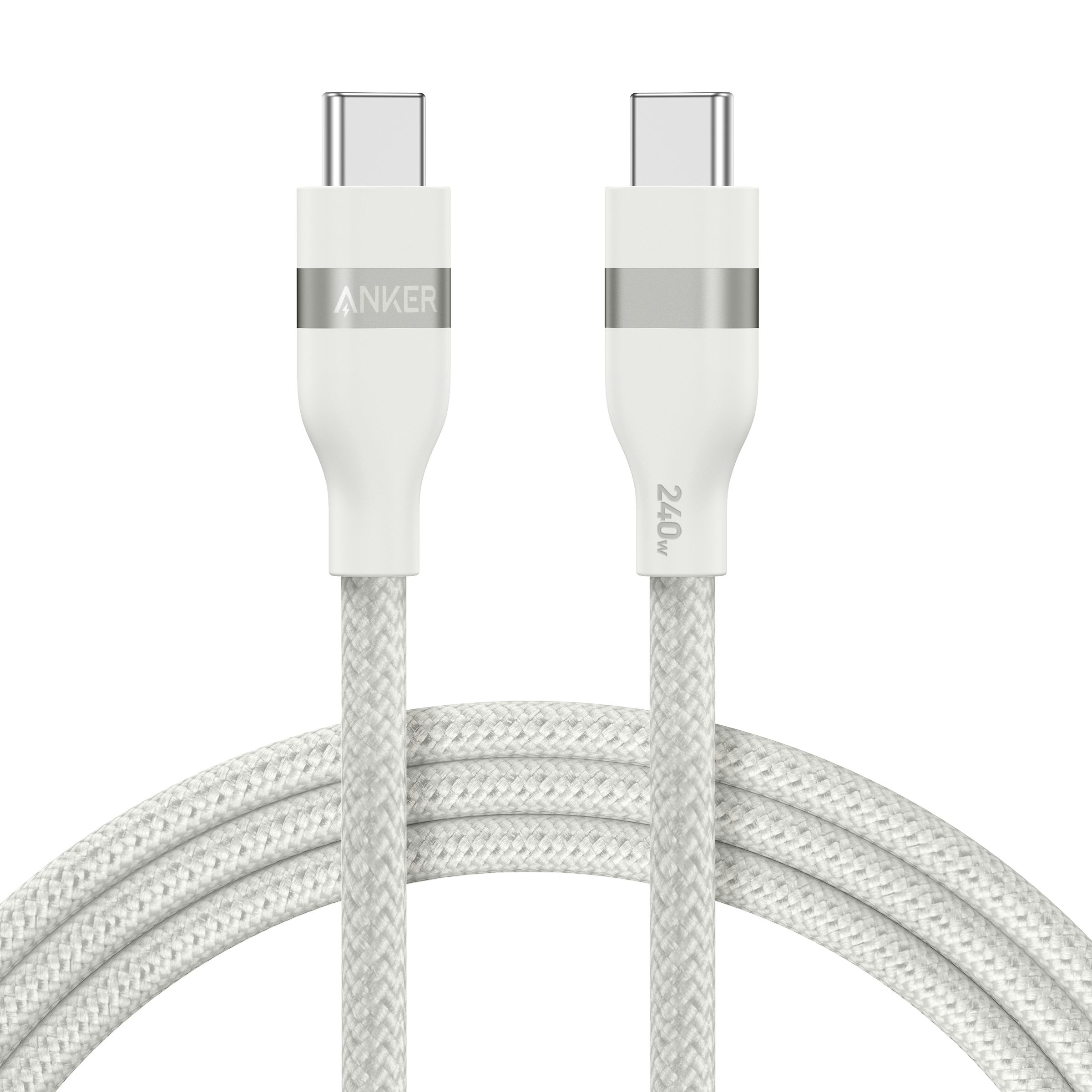 Anker 240W USB-C to USB-C 1.8m Upcycled-Braided Cable, White - official product image