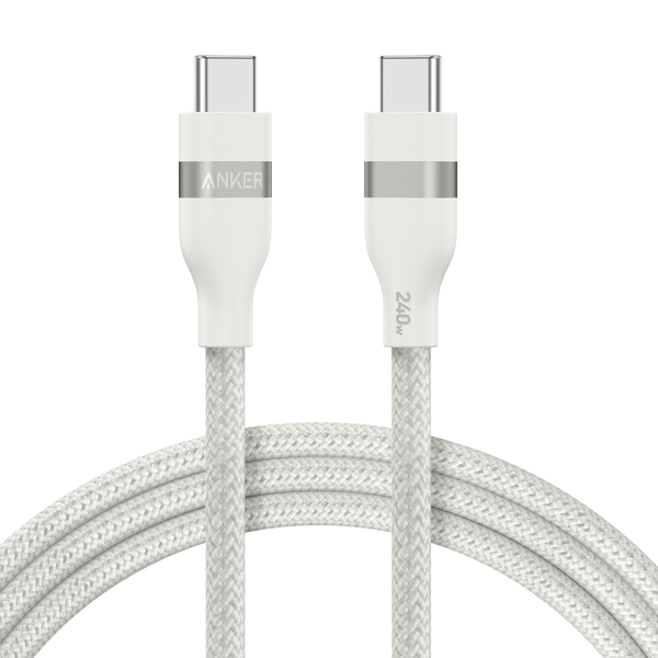 Anker 240W USB-C to USB-C 1.8m Upcycled-Braided Cable, White - official product image