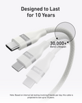 Anker 240W USB-C to USB-C 1.8m Upcycled-Braided Cable, White - official product image