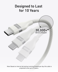 Anker 240W USB-C to USB-C 1.8m Upcycled-Braided Cable, White - official product image