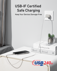 Anker 240W USB-C to USB-C 1.8m Upcycled-Braided Cable, White - official product image