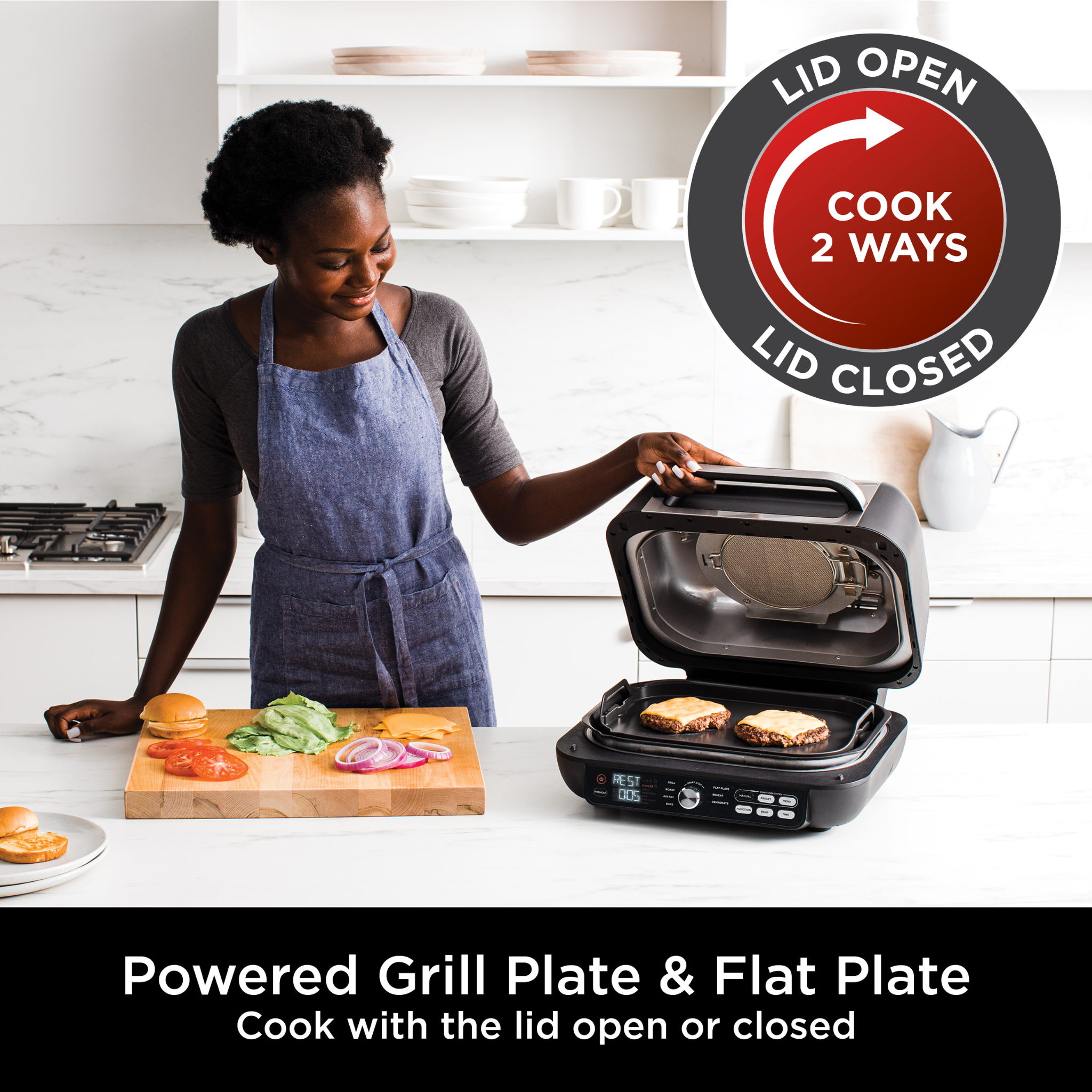 Ninja Foodi MAX PRO Health Grill, Flat Plate & Air Fryer Black product image