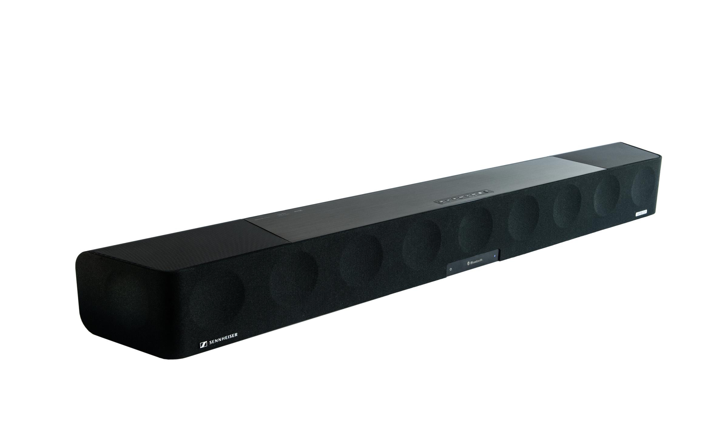 Sennheiser AMBEO Soundbar Max Black — angled view, left side