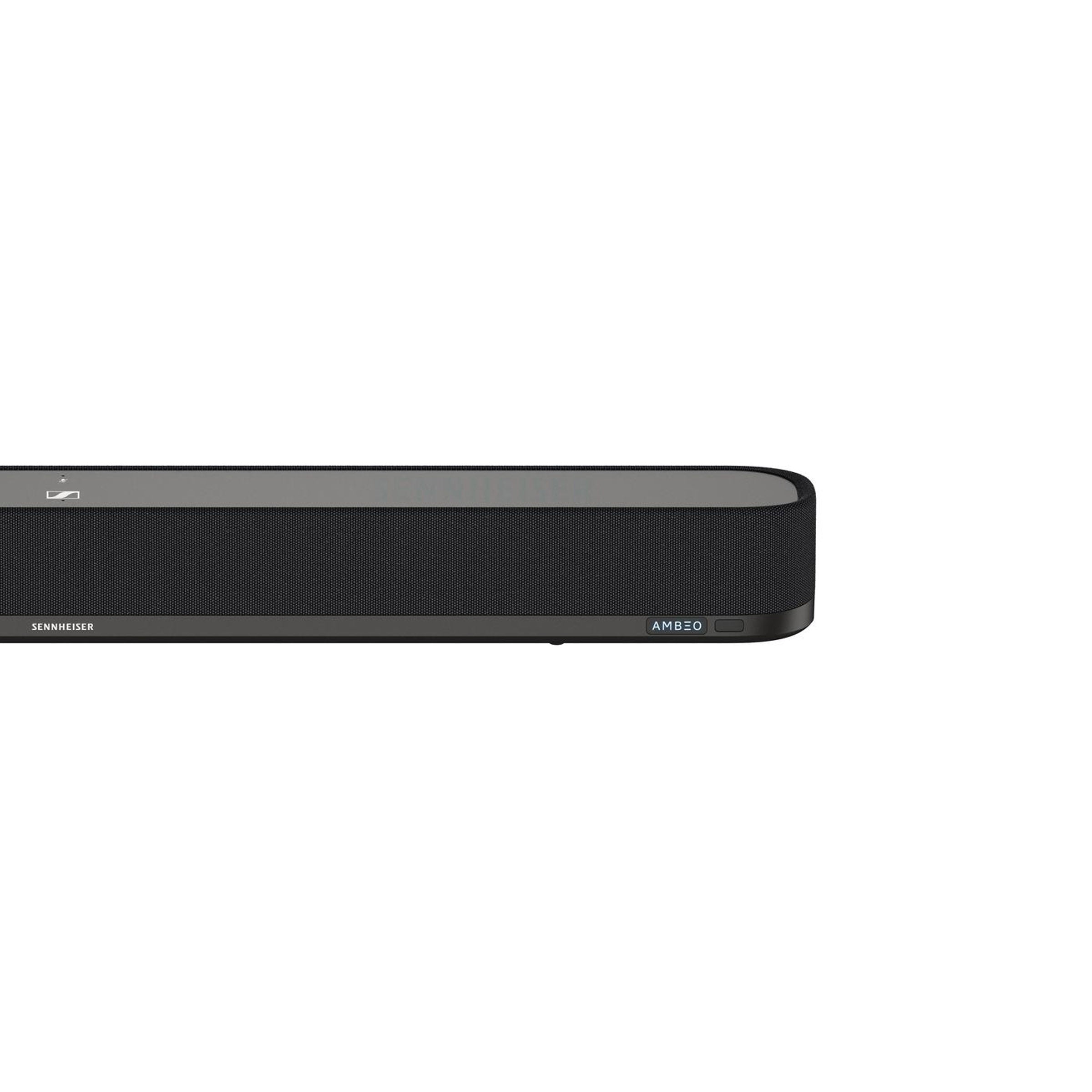 Sennheiser AMBEO Soundbar Mini Black — front view for TV, white background