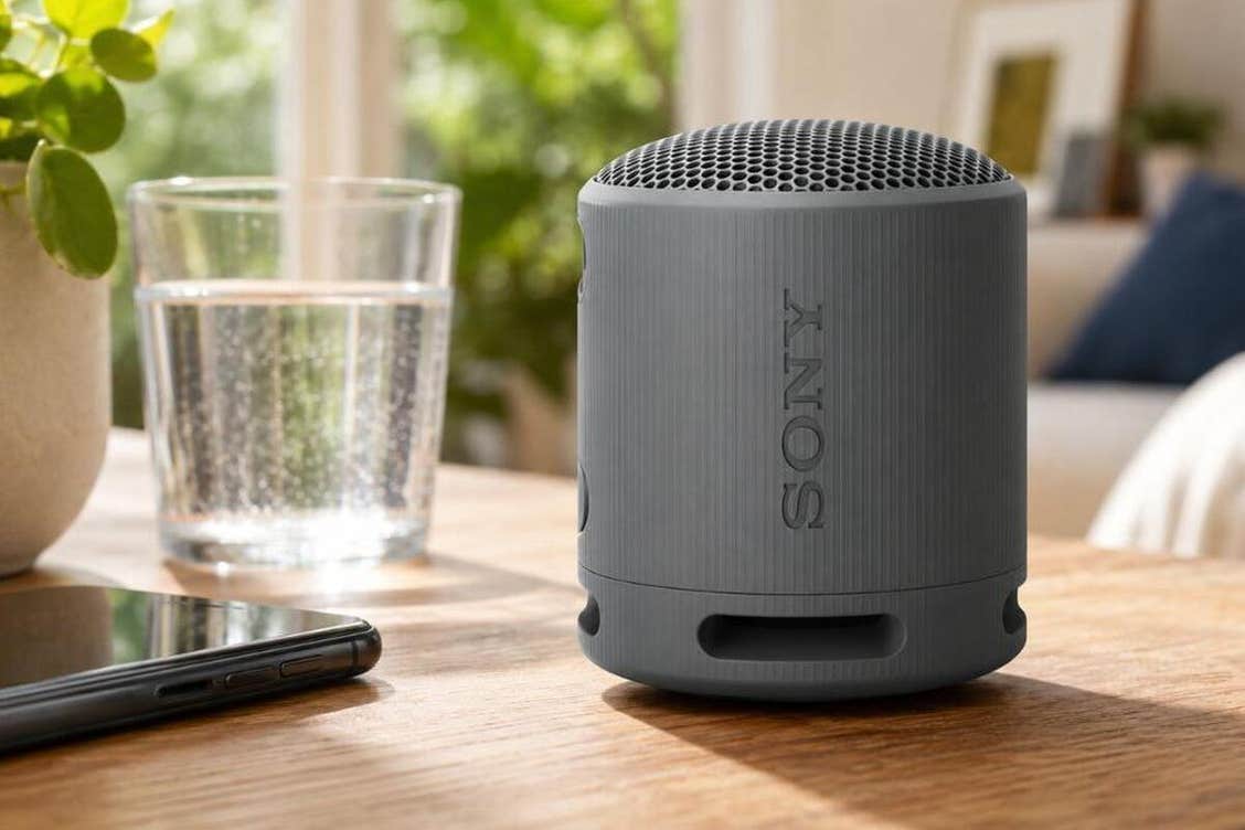 Sony SRS-XB100 Portable Bluetooth Speaker - Light Grey - lifestyle view