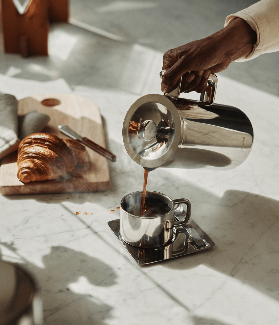 Aarke Coffee Press, Stainless Steel — angled view