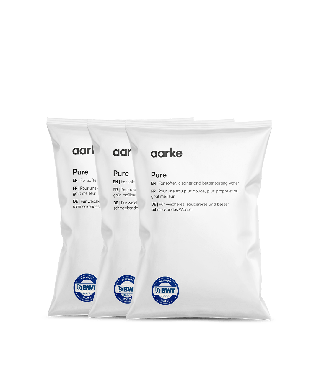 Aarke Pure Filter Granules Refill — three refill bags shown