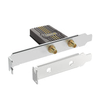 TP-Link Archer TBE400E BE6500 Tri-Band Wi-Fi 7 Bluetooth PCI Express Adapter — detail view showing included low-profile bracket