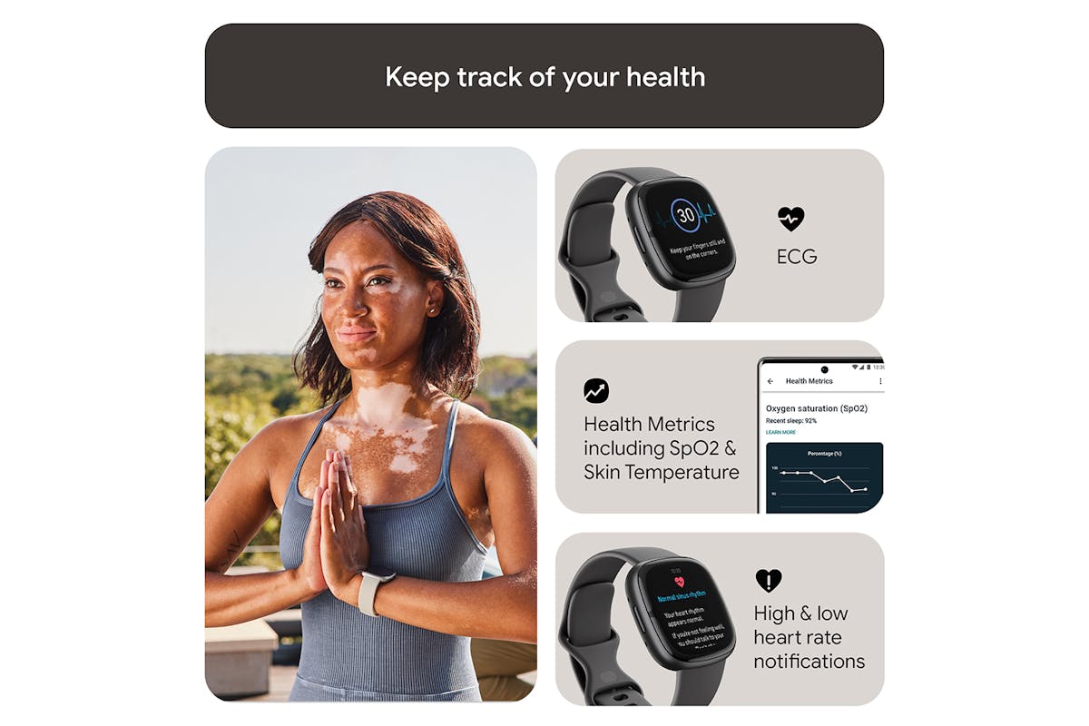 Fitbit Sense 2 - Advanced Health Smartwatch with cEDA Stress Sensor & GPS - Shadow Grey/Graphite | 79-FB521BKGB