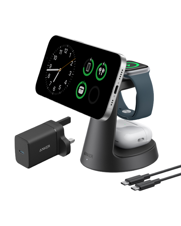 Anker MagGo 3-in-1 Wireless Charging Station, Black - official product image