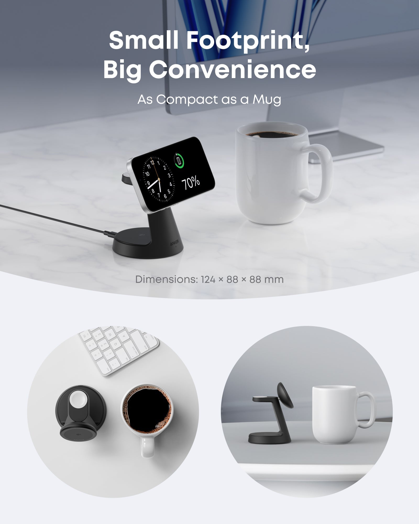 Anker MagGo 3-in-1 Wireless Charging Station, Black - official product image