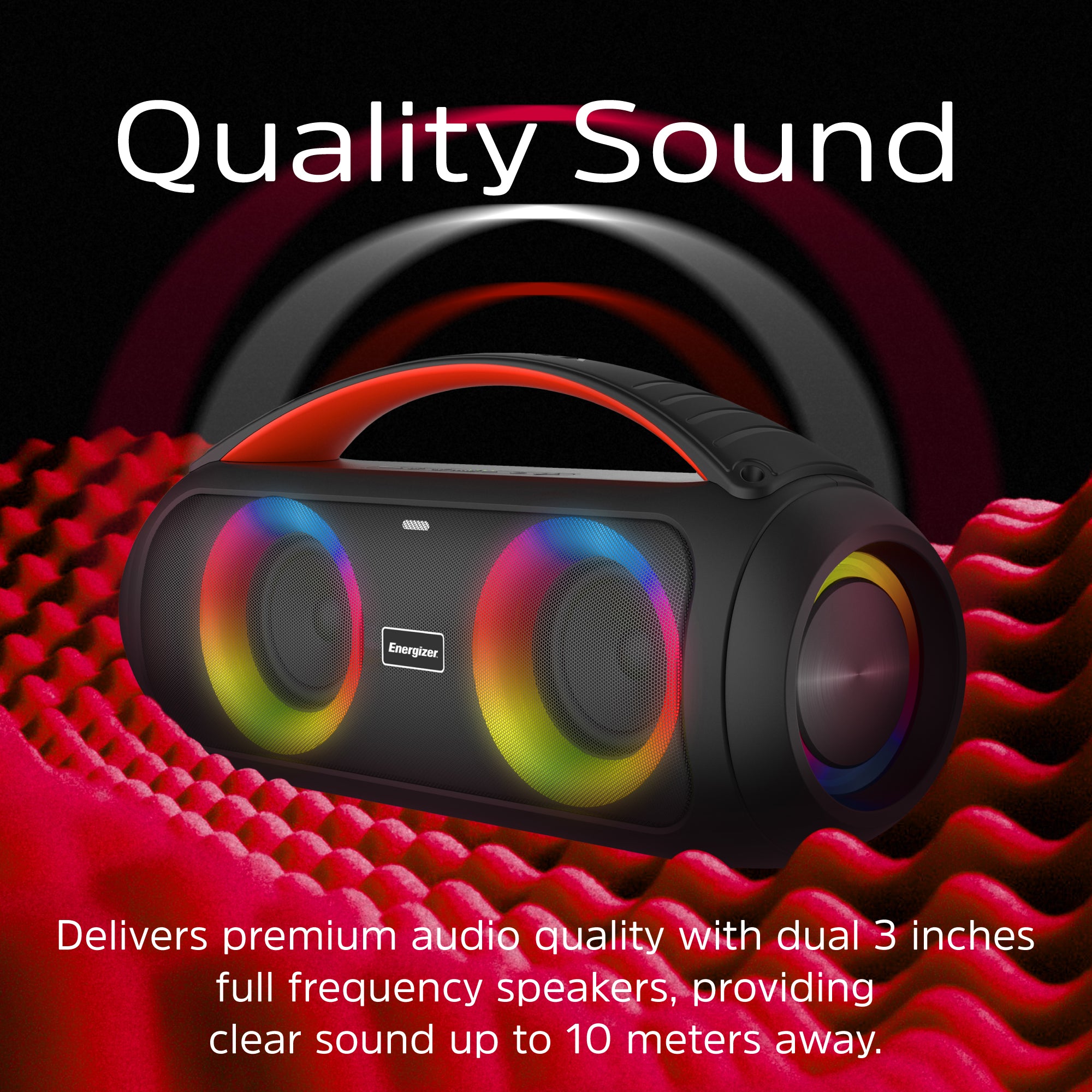 Energizer Portable Bluetooth Party Speaker with RGB lighting with mic | BTS258 Energizer Speaker Euronics Ireland