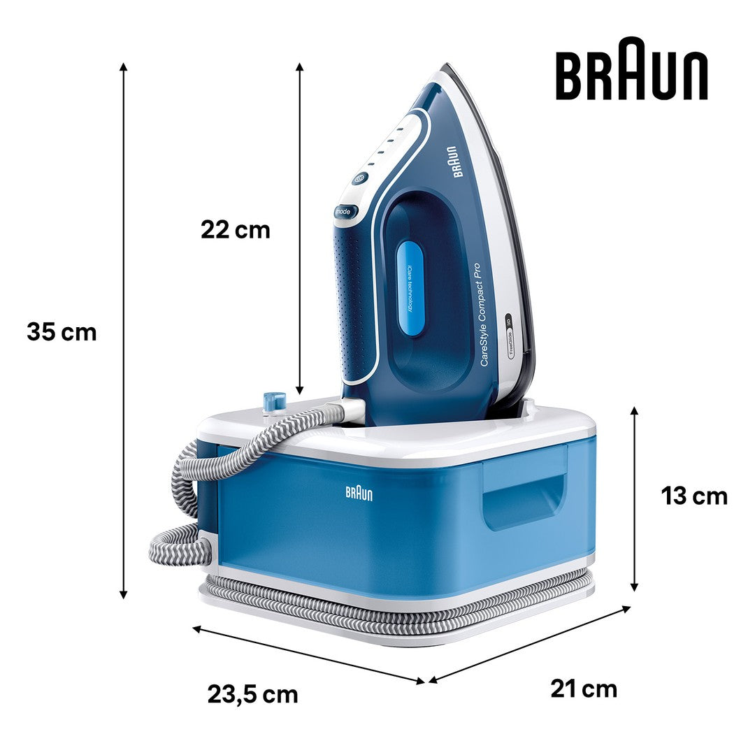 Braun CareStyle Compact Pro Steam Generator Iron - Blue - dimensions