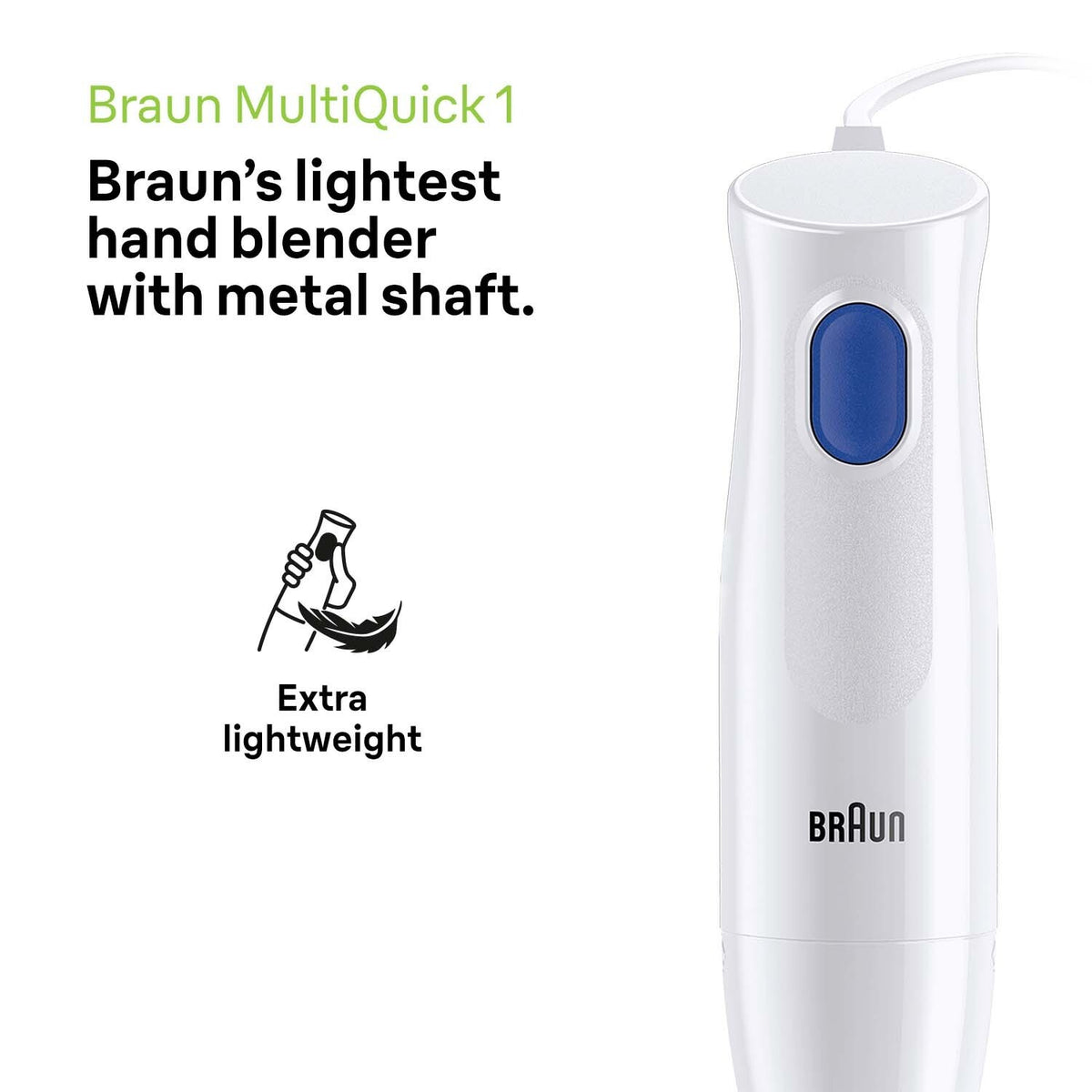 Braun MultiQuick 1 Hand Blender - White - extra lightweight with metal shaft
