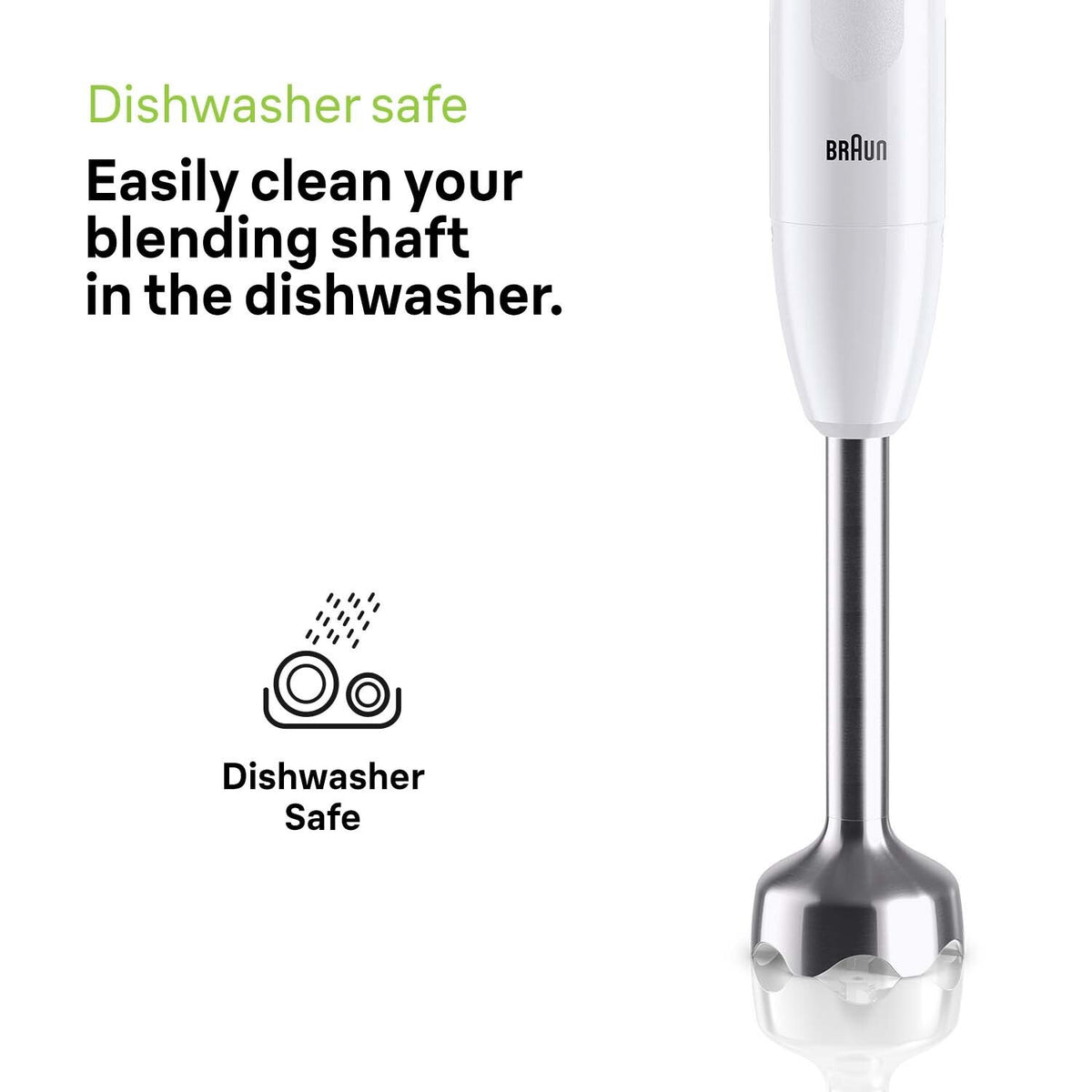 Braun MultiQuick 1 Hand Blender - White - dishwasher-safe blending shaft