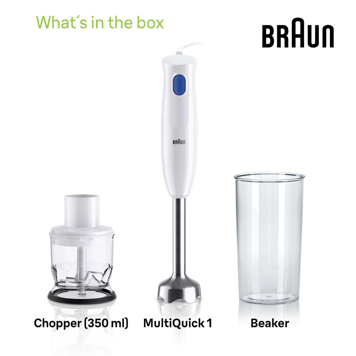 Braun MultiQuick 1 Hand Blender - White - what's in the box