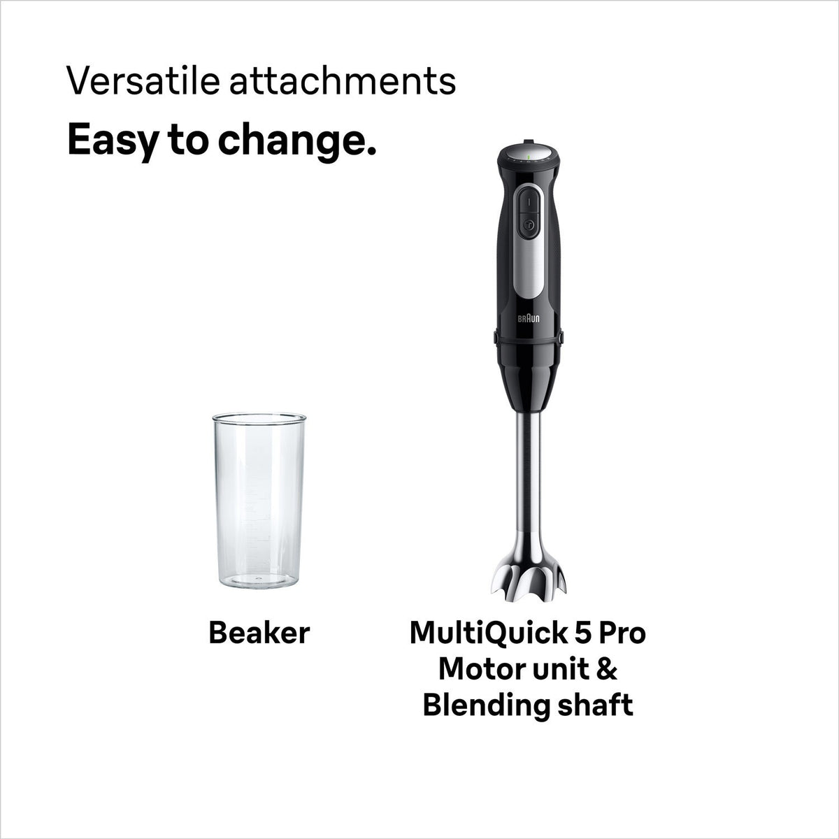 Braun MultiQuick 5 Pro Hand Blender - Black - beaker, motor unit and blending shaft
