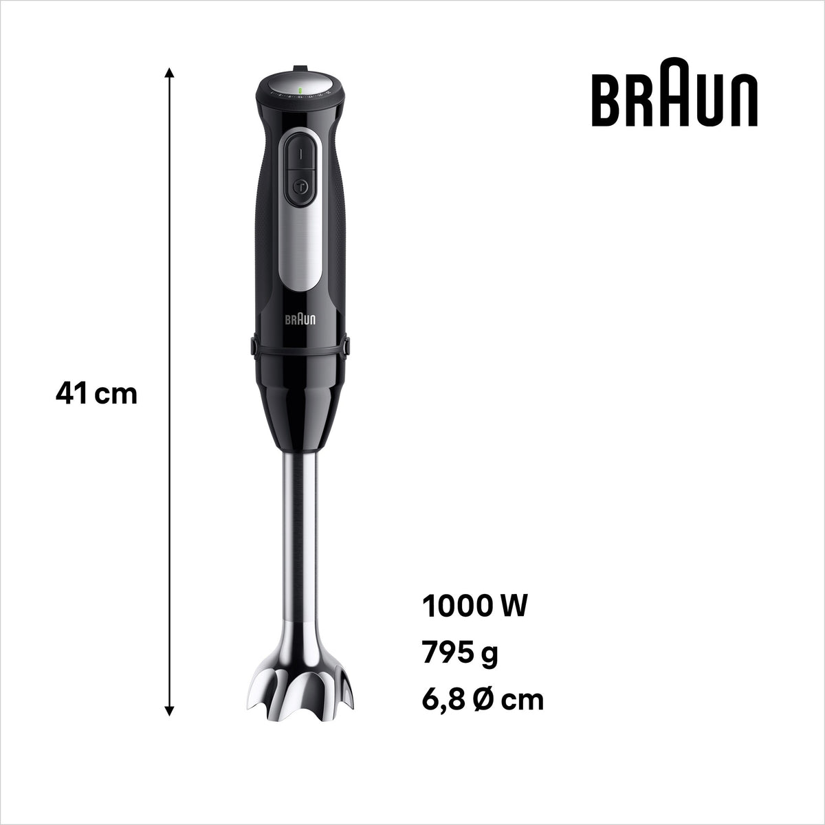 Braun MultiQuick 5 Pro Hand Blender - Black - dimensions - 1000W