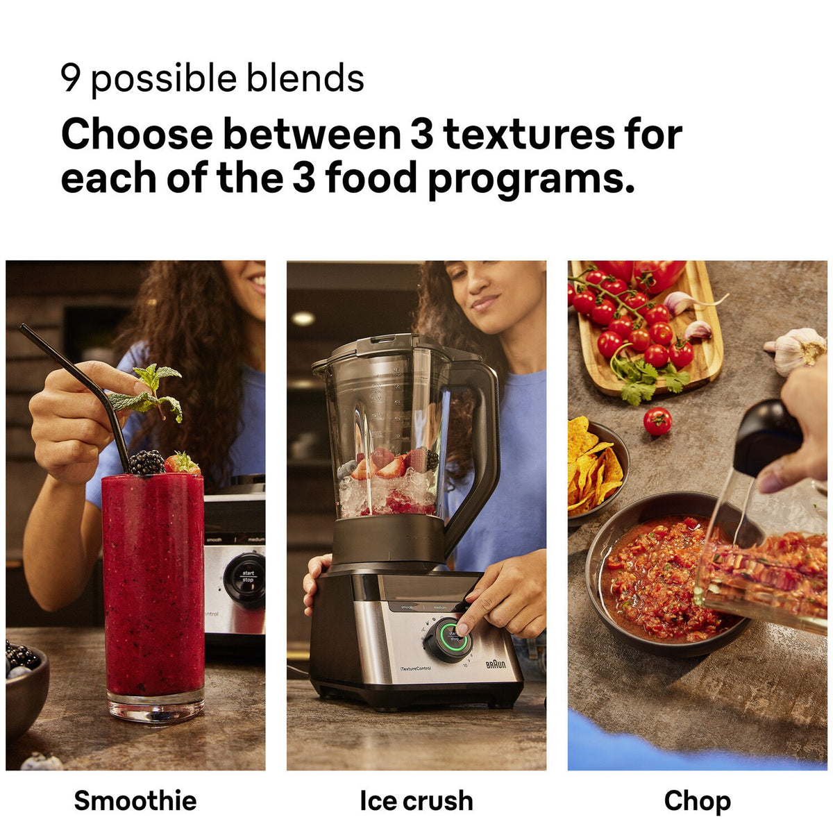 Braun PowerBlend 7 Jug Blender - Black - 9 blends - smoothie, ice crush and chop