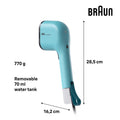 Braun QuickStyle 3 Garment Steamer - Green - dimensions, 770g weight and 70ml water tank
