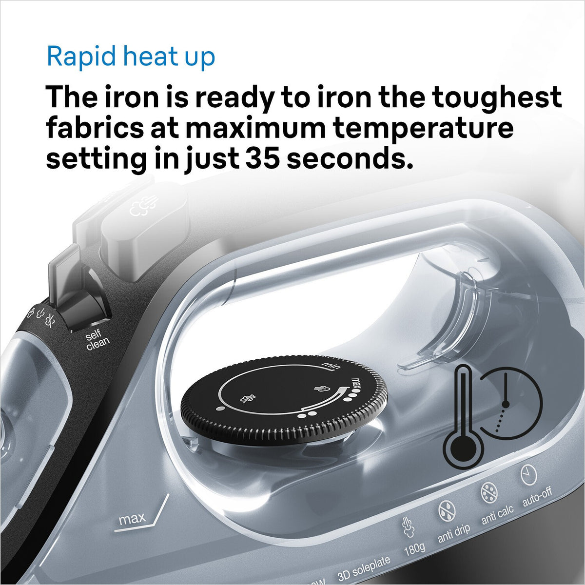 Braun TexStyle 3 Steam Iron - Black - rapid 35-second heat up
