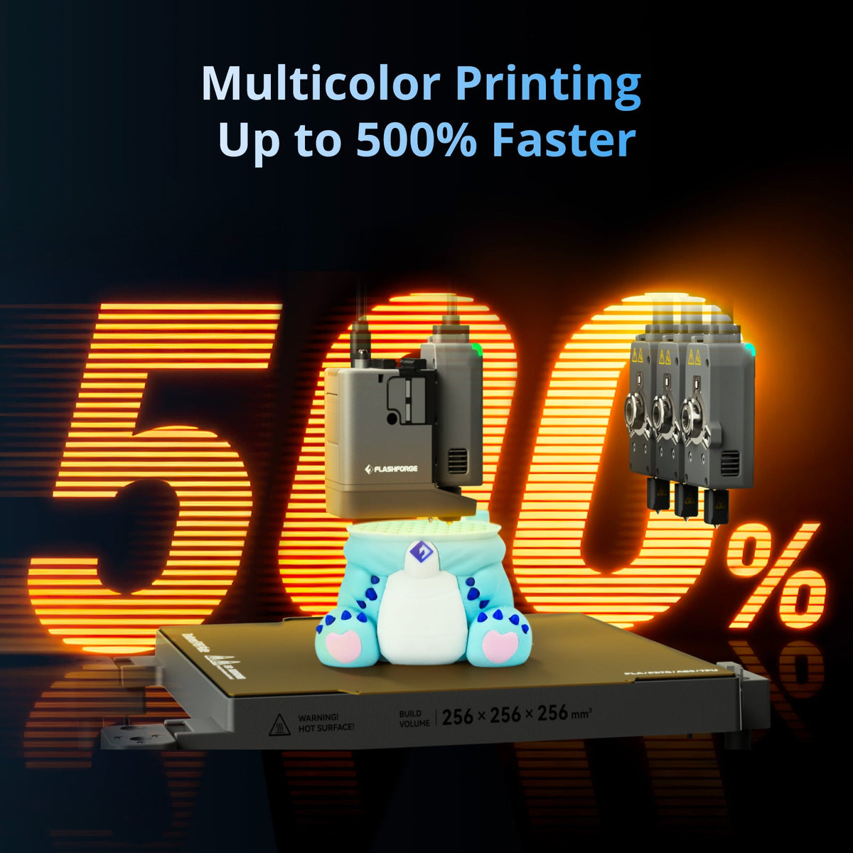 Flashforge Creator 5 Four-Toolhead Multicolour 3D Printer - up to 500% faster multicolour printing