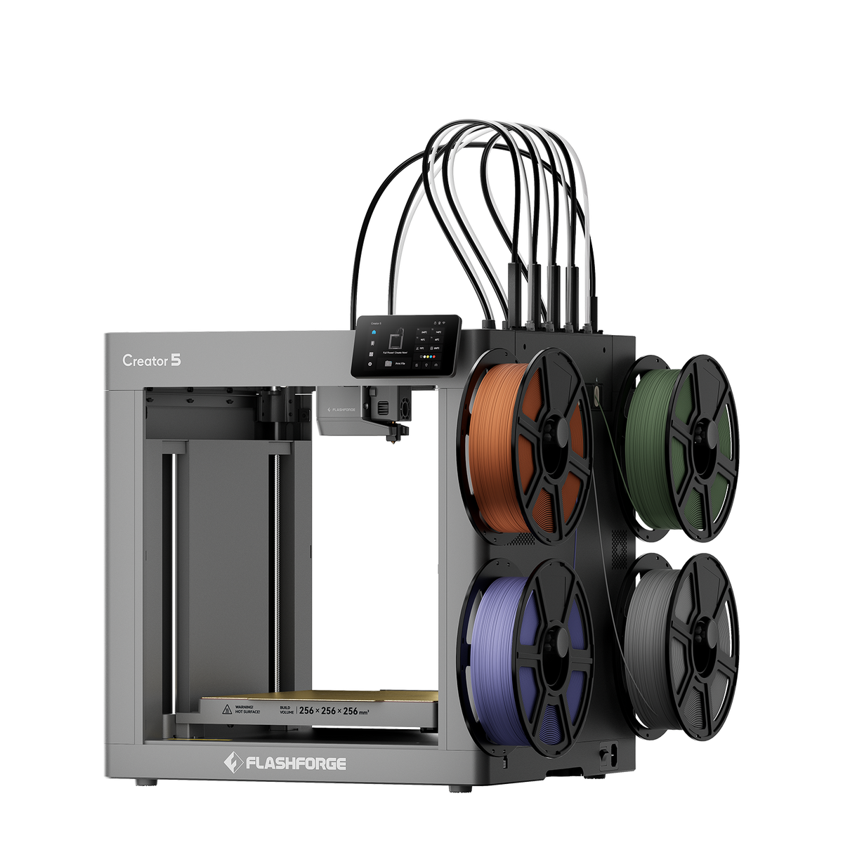 Flashforge Creator 5 Four-Toolhead Multicolour 3D Printer - with four filament spools