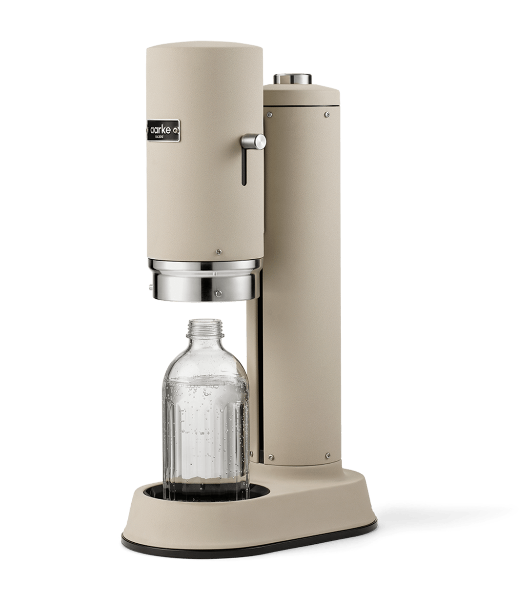 Aarke Carbonator Pro sparkling water maker in Sand — 45-degree front view