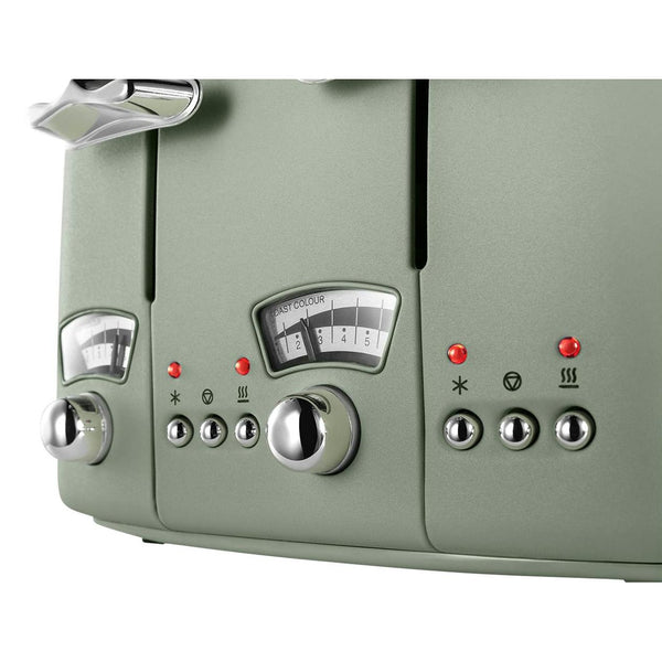 De'Longhi Argento Flora 4 Slice Toaster - Green | CT04.GR