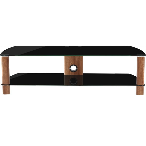 Alphason Century Stand 1500mm, Up to 70" - Walnut & Black Glass |  ADCE1500-BLK
