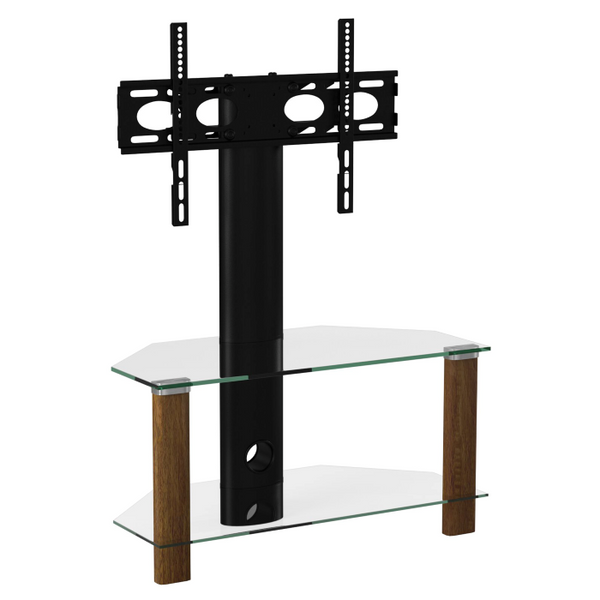 Alphason Century Cantilever Corner Stand 800mm, Up to 55" - Walnut & Clear Glass |  ADCEC800WAL