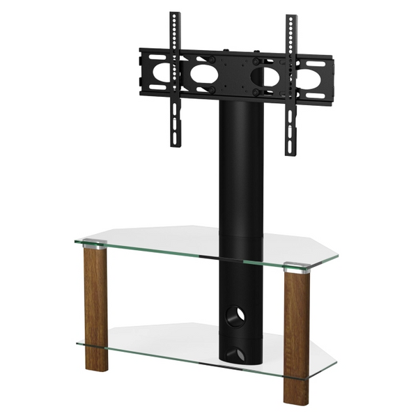 Alphason Century Cantilever Corner Stand 800mm, Up to 55" - Walnut & Clear Glass |  ADCEC800WAL