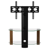 Alphason Century Cantilever Corner Stand 800mm, Up to 55" - Walnut & Clear Glass |  ADCEC800WAL