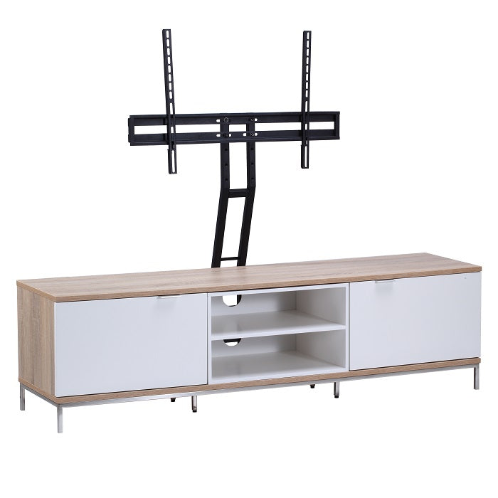Alphason Chaplin Cabinet 1600mm, Up to 70" - Light Oak & White | ADCH1600-WHT
