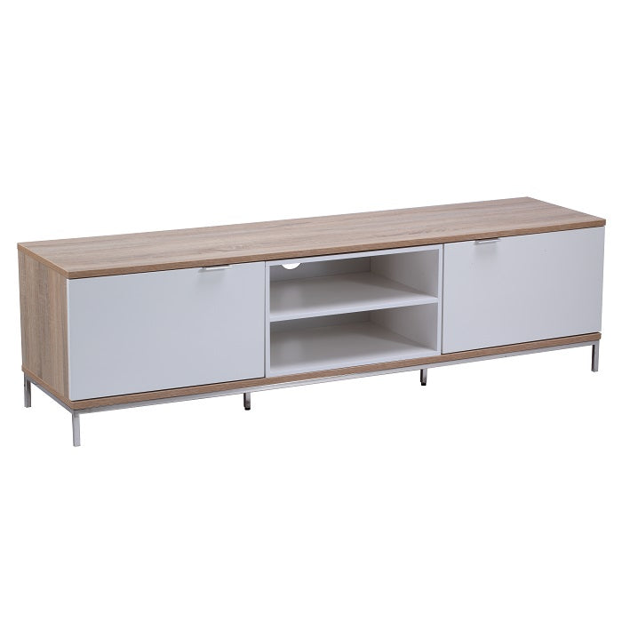 Alphason Chaplin Cabinet 1600mm, Up to 70" - Light Oak & White | ADCH1600-WHT
