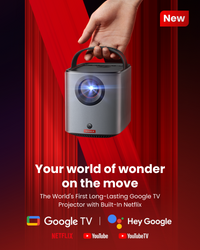 Nebula Mars 3 Air Portable Projector with Carry Case - Black - Google TV with Netflix