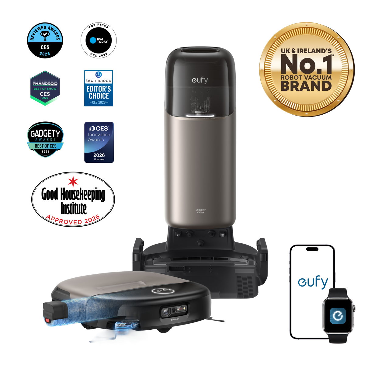 eufy Omni S2 Robot Vacuum & Mop, Black - official product image