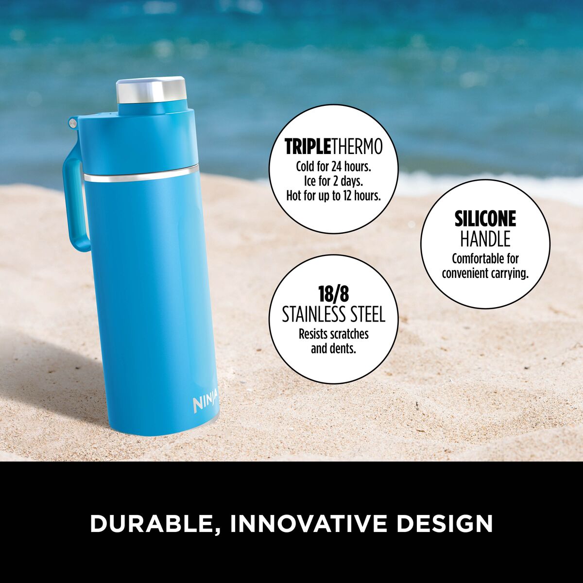 Ninja Thirsti Insulated Travel Bottle 700ml Tropical Blue product image