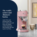 De'Longhi Dedica Duo Espresso Machine - Pink - brewing an espresso