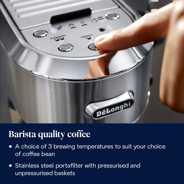 De'Longhi Dedica Maestro Plus - Stainless Steel - 3 brewing temperatures and pressurised baskets