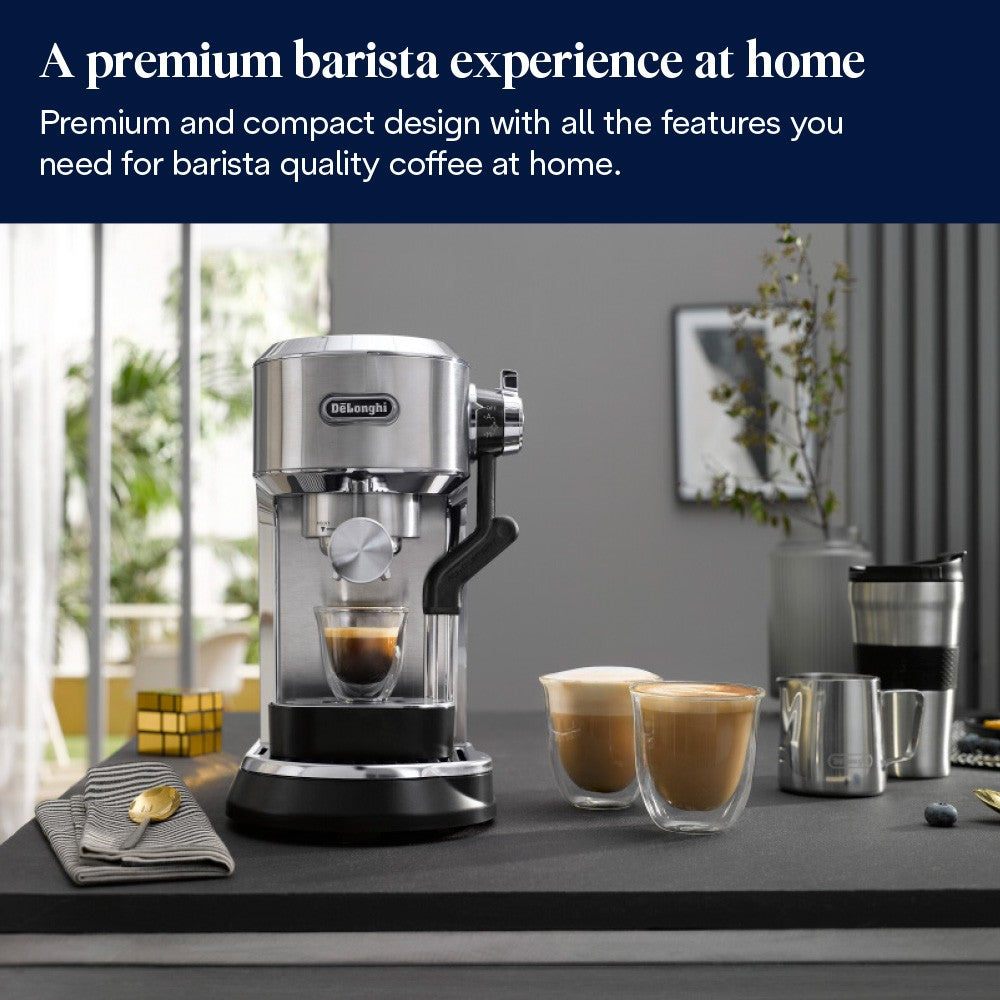 De'Longhi Dedica Maestro Plus - Stainless Steel - on a kitchen worktop